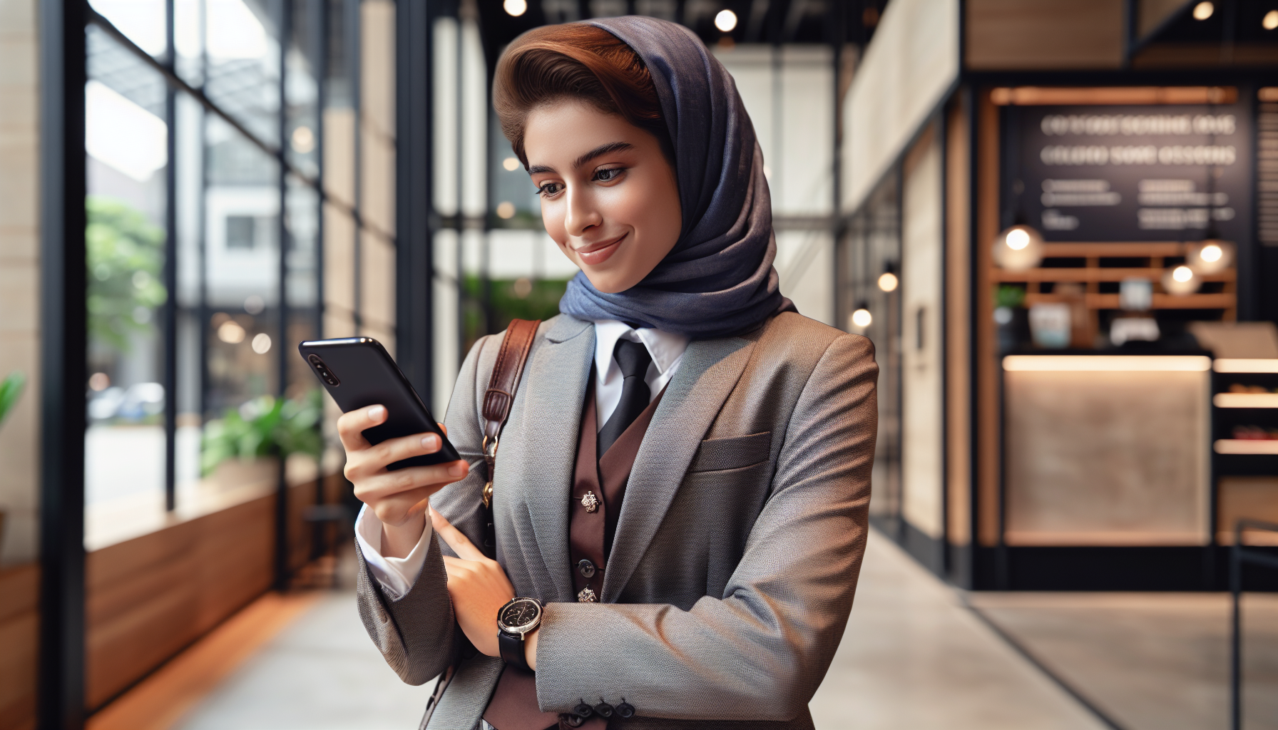 Business owner checking Google reviews on smartphone