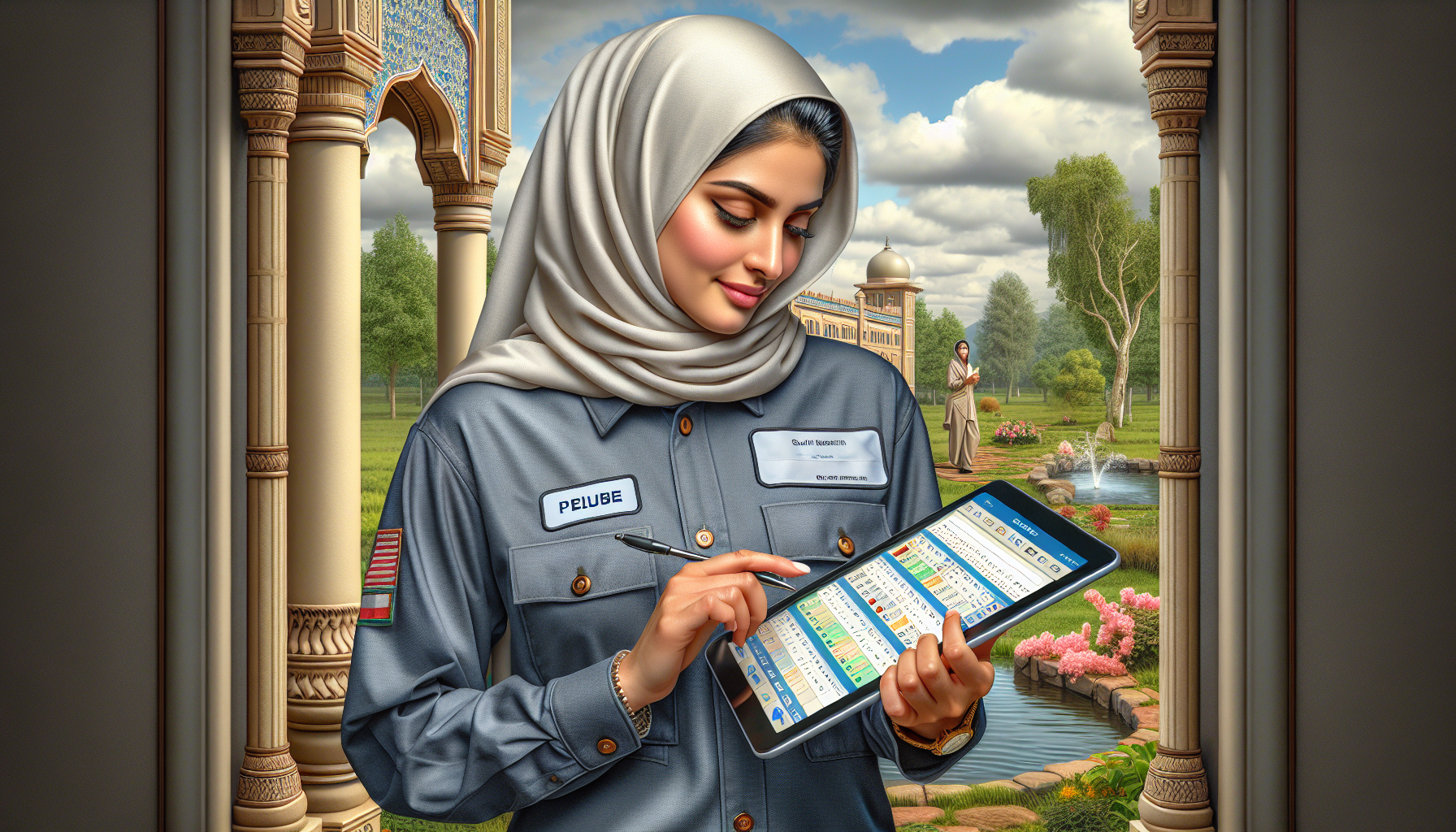 Plumber using CRM app on tablet between service calls